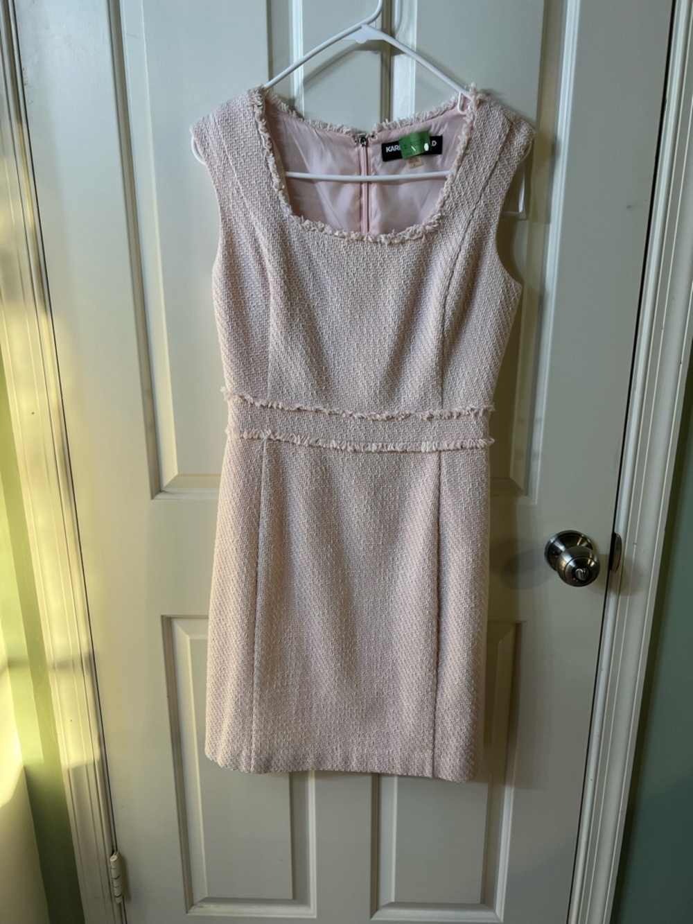 Karl Lagerfeld Paris Pink Tweed Sleeveless Sheath Dress - Size 2